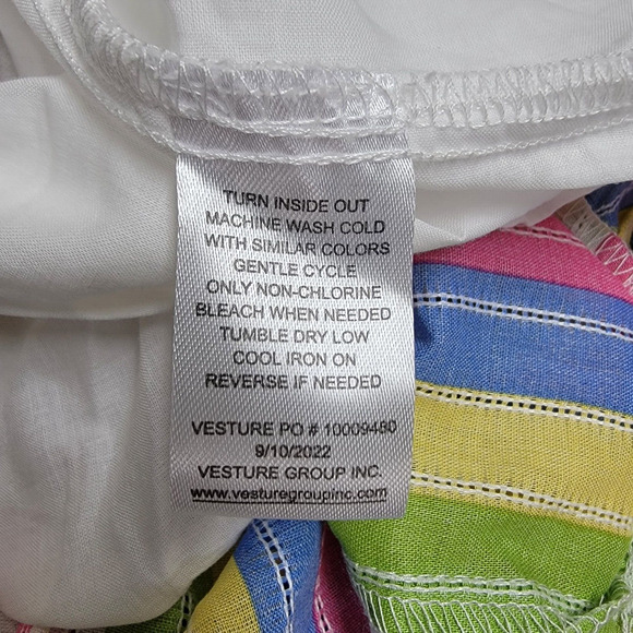 Zunie Girl A-Line Ruffled Straps Long Dress Multi Striped Size XS (4/5) - Picture 5 of 7